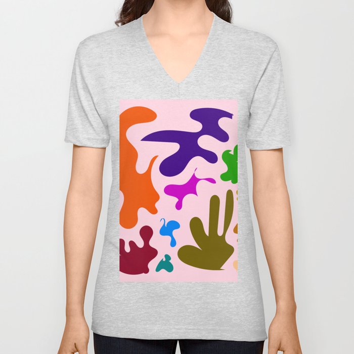 7 Henri Matisse Inspired 220527 Abstract Shapes Organic Valourine Original V Neck T Shirt