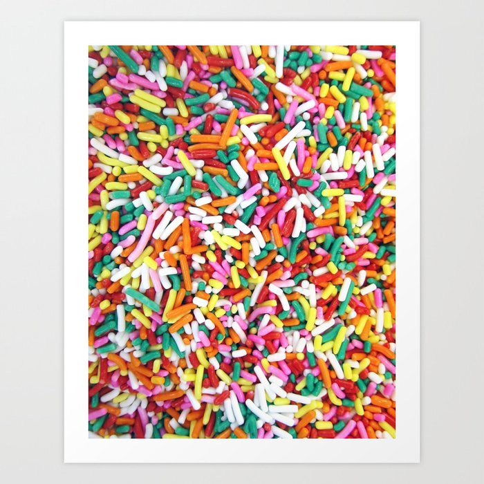 Rainbow Sprinkles, Bright Colorful Pile of Candy Sprinkles Art Print