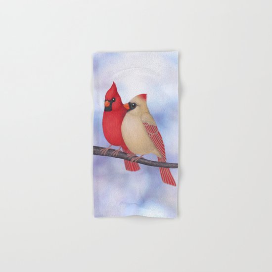 northern cardinals (bokeh) Hand & Bath Towel