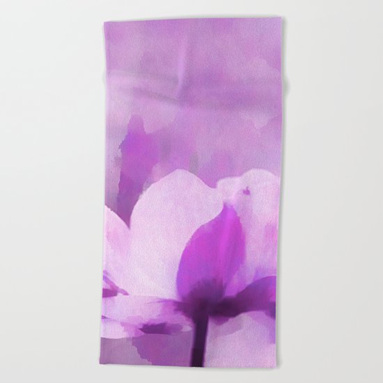 Abstract Painting Anemone Flower Purple Beach Towel