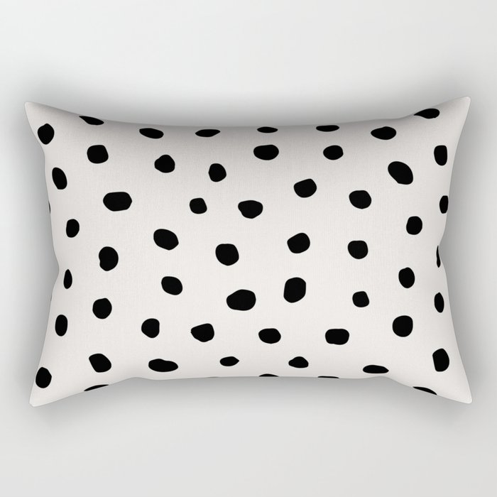 Modern Polka Dots Black on Light Gray Rectangular Pillow