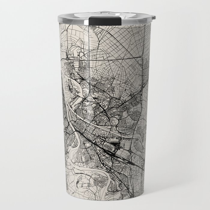 Mannheim, Germany - Black and White City Map Travel Mug