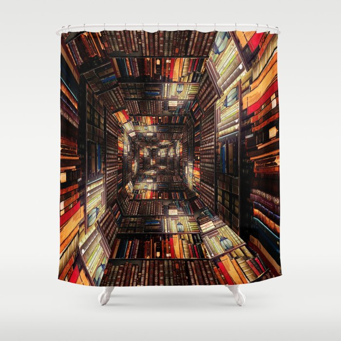 Bookshelf Books Library Bookworm Reading Pattern Shower Curtain