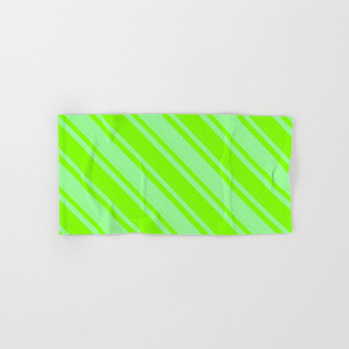 Chartreuse and Green Colored Lines/Stripes Pattern Hand & Bath Towel