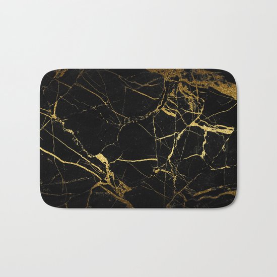 back & gold marble Bath Mat