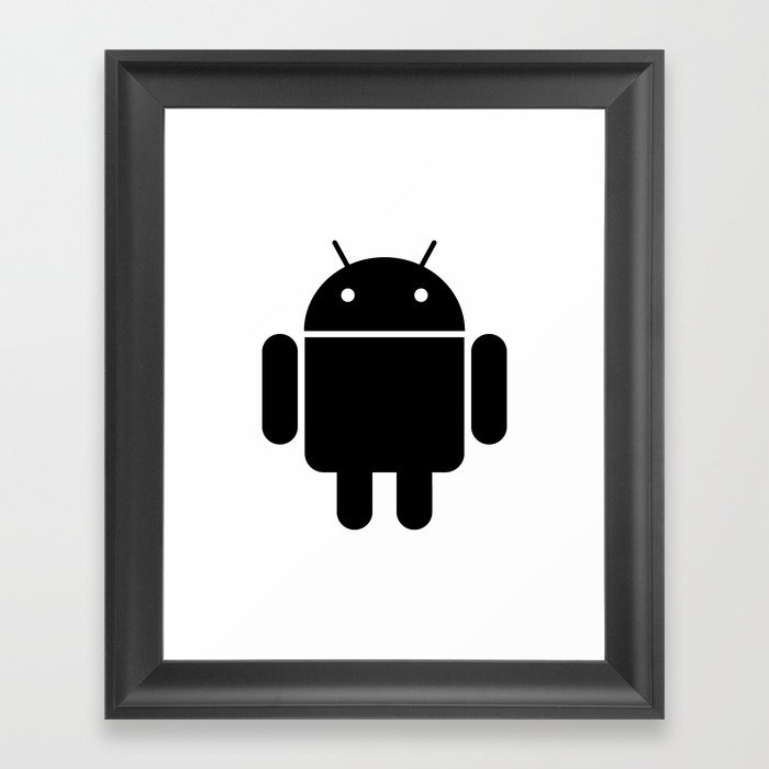 Small black Android robot Framed Art Print