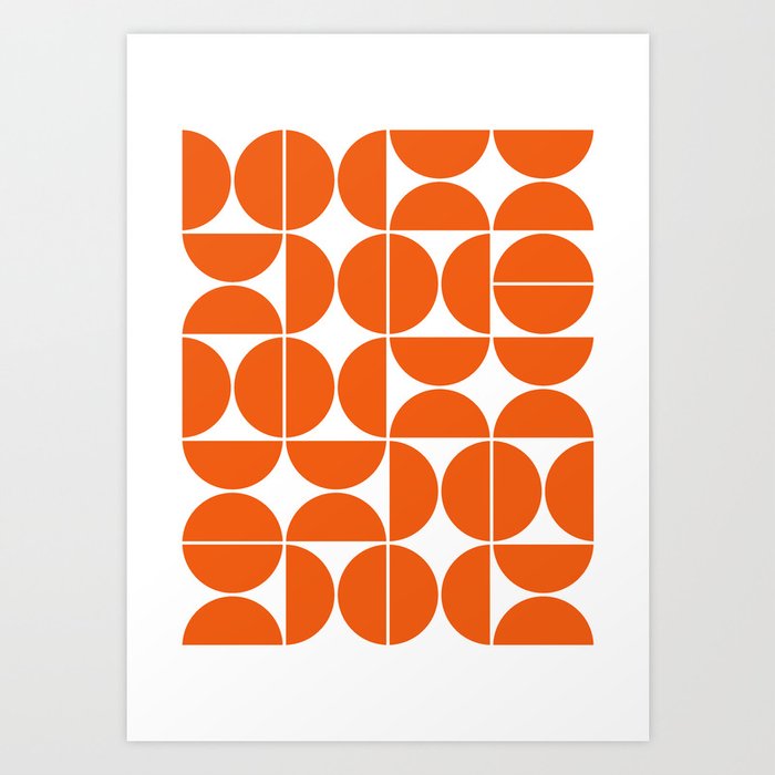 Mid Century Modern Geometric 04 Orange Art Print