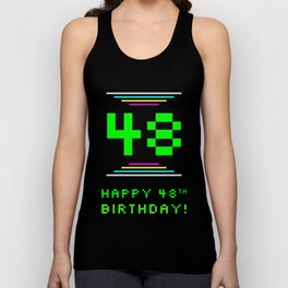[ Thumbnail: 48th Birthday - Nerdy Geeky Pixelated 8-Bit Computing Graphics Inspired Look Tank Top ]