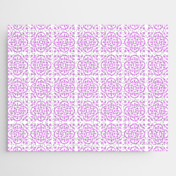 Art Deco Style Repeat Pattern Lilac Pink Jigsaw Puzzle