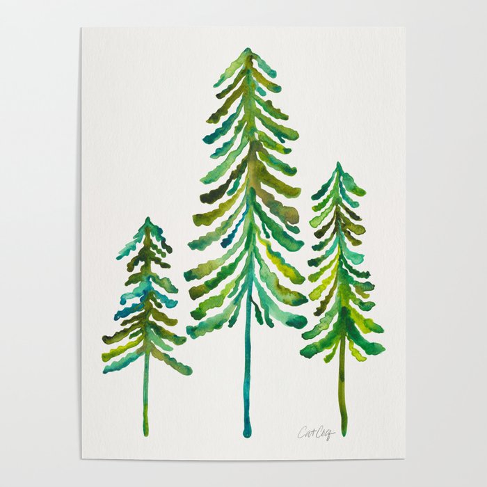 Pine Trees – Green Palette Poster