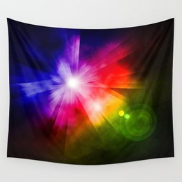 Outer Space Rainbow Star Flare Galaxy Wall Tapestry