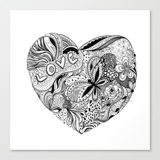 Floral heart for Valentines day Canvas Print