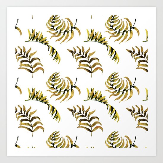 Exotic Gold Palm Leaves Pattern on #Society6 Art Print