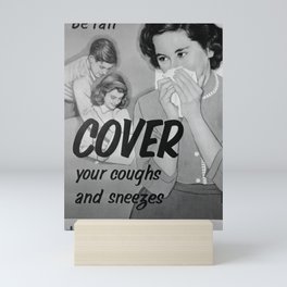 Cover Your Coughs and Sneezes: Retro Virus Awareness Poster Mini Art Print