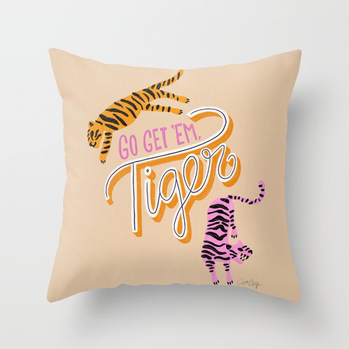 Go Get 'Em Tiger – Melon Throw Pillow