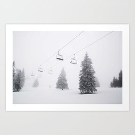 Winter Ski Lift In Mountains Art Print