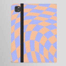 Pastel blue and orange swirl checker iPad Folio Case