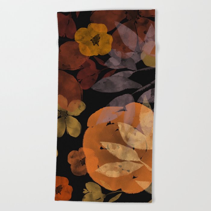 Watercolor Botanical fall colors Beach Towel