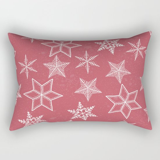Snowflakes On Pastel Red Background Rectangular Pillow