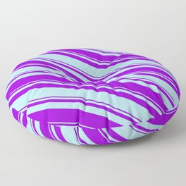 [ Thumbnail: Dark Violet & Powder Blue Colored Lined/Striped Pattern Floor Pillow ]