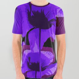 Purple And Violet Poppies On A Dark Background - Strong Vibrant Color Palette - Retro Mood #decor All Over Graphic Tee