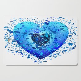  Shattering Ice Blue Heart Cutting Board