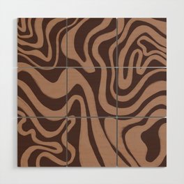 70s 60s Brown + Tan Liquid Swirl Wood Wall Art