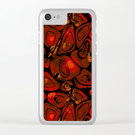 Abstract red black pattern stone texture Clear iPhone Case
