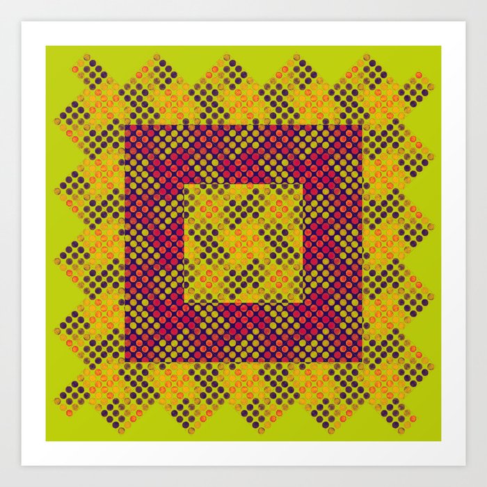 Dot Swatch Equivocated on Chartreuse Art Print