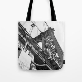 Manhattan Bridge Black and White | New York City | Travel Photography Tote Bag