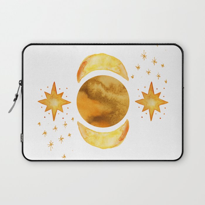 Boho Style Abstract Sun And Moons Star Watercolour Design Laptop Sleeve