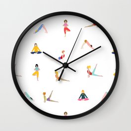 Women in yoga poses Wall Clock