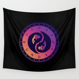 Pisces Twelfth Zodiac Sign Yin Yang Fish Wall Tapestry
