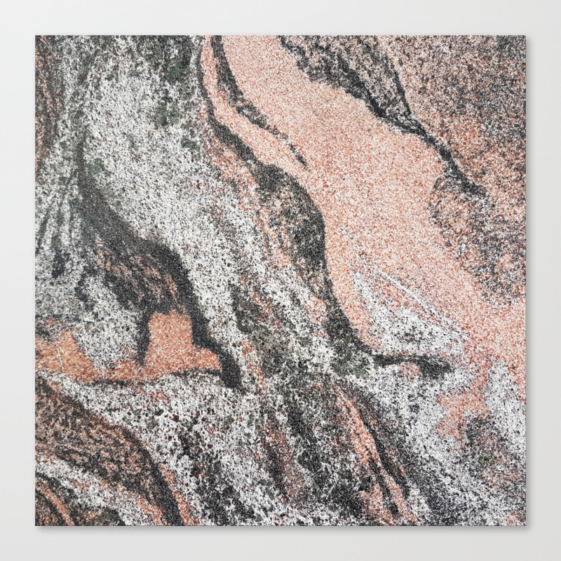 Pastel Coral Gray White Abstract Vintage Marble Canvas Print By