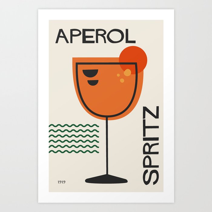 Cocktail Retro Mid Century Aperol Spritz Art Print