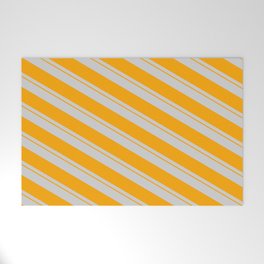 [ Thumbnail: Light Gray & Orange Colored Lines Pattern Welcome Mat ]