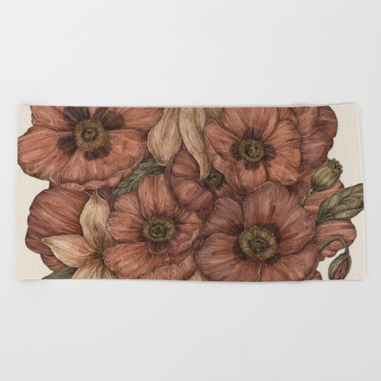 Poppies and Lilies Beach Towel