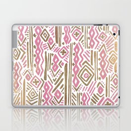 Abstract Geometric Pastel Pink White Gold Tribal Pattern Laptop Skin