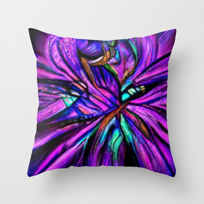 Psychedelic Art - Purple And Green Dragonfly Throw Pillow