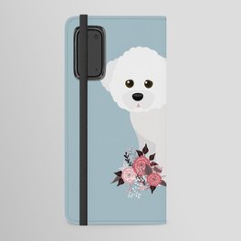 Bichon Frise and Flowers Dog Blue Android Wallet Case