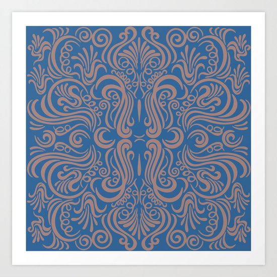 Vintage Ornaments Blue Art Print