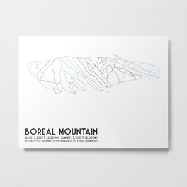Boreal Mountain, CA - Minimalist Trail Art Metal Print | Digital, Graphic Design, Vector, Abstract 