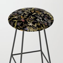 Watercolor Autumn Leaves Pattern On Black Background Bar Stool