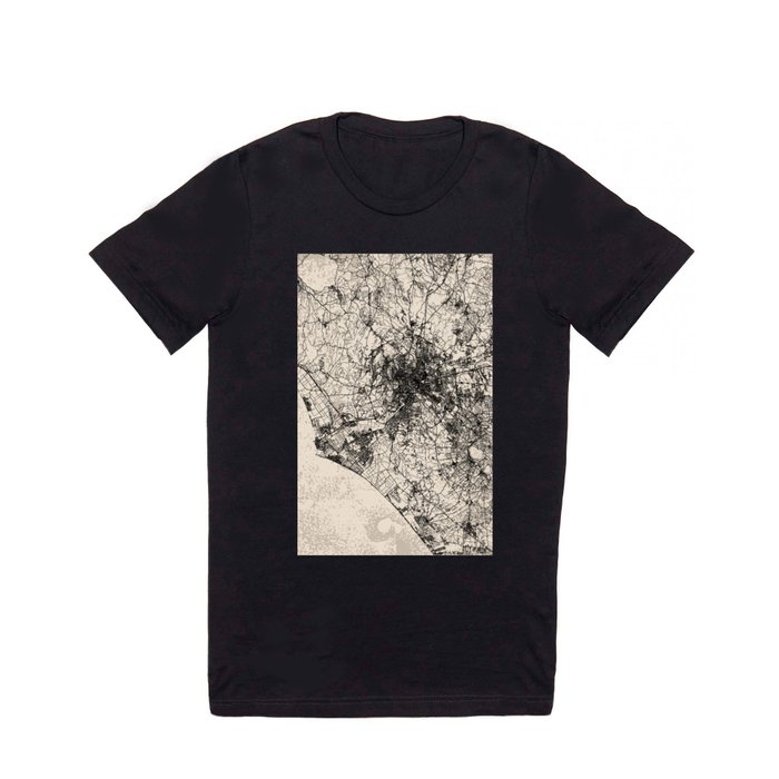 Italy - Rome | Black and White City Map Collage T Shirt