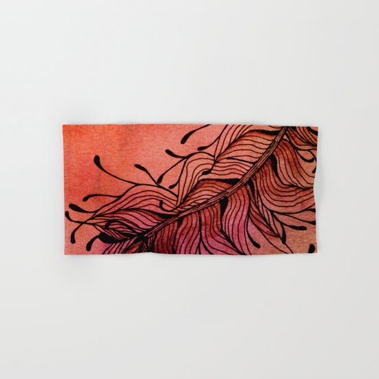 Doodled Autumn Feather 01 Hand & Bath Towel
