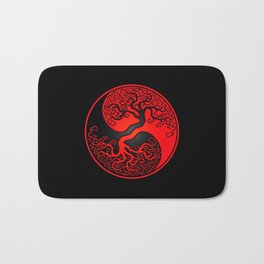 Red and Black Tree of Life Yin Yang Bath Mat