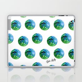 Disco ball blue green- white/transparent background Laptop Skin