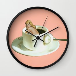 Her Name is Jo :) - pink Wall Clock | Coffee, Collage, Pink, Girl, Blond, Salmon, Cup, Retro, Design, Blonde 