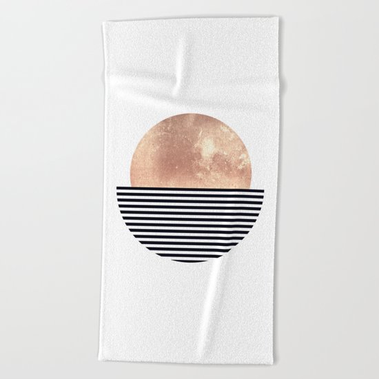 Rose Gold Sun - Scandinavian Art Beach Towel