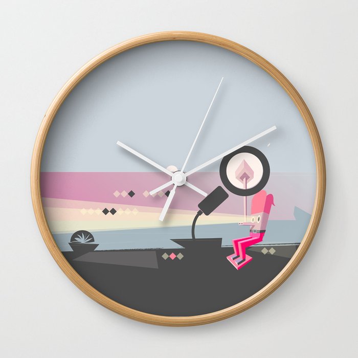 Melting the Wood with Sunset Thoughts Wall Clock